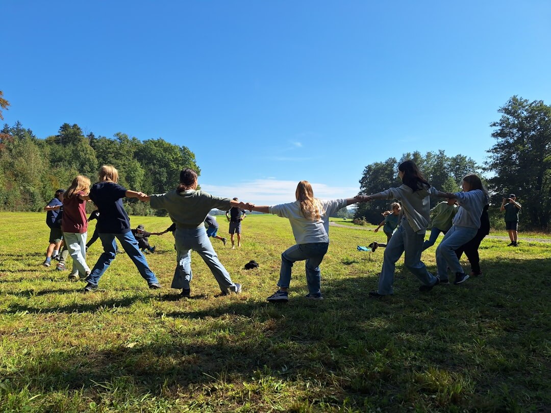 Debate club members practicing arguments together in a circle
